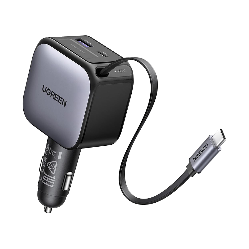 Ugreen 60w Fast Car Charger Retractable Cable 55212b