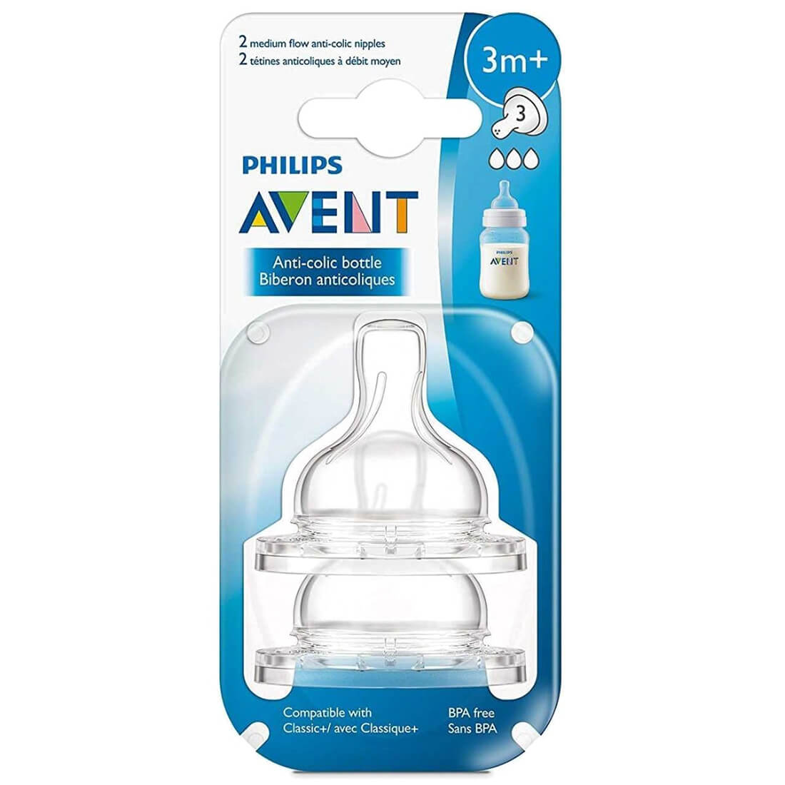 أفنت كلاسيك بلس حلمات رضاعة + 3 أشهر