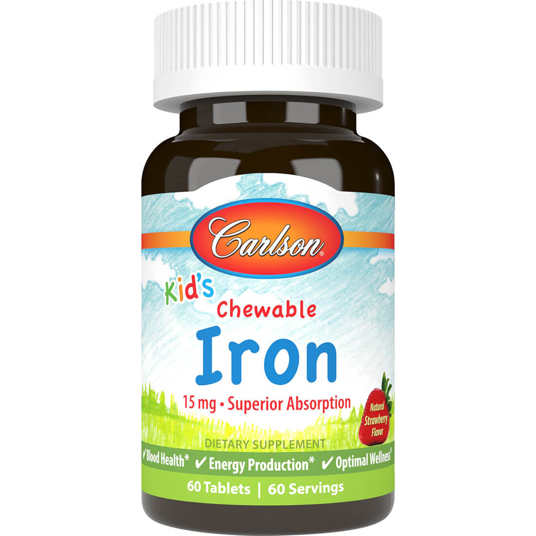 Carlson| Kid'S Chewable Iron| 15 Mg| Strawberry| 60 Tablets