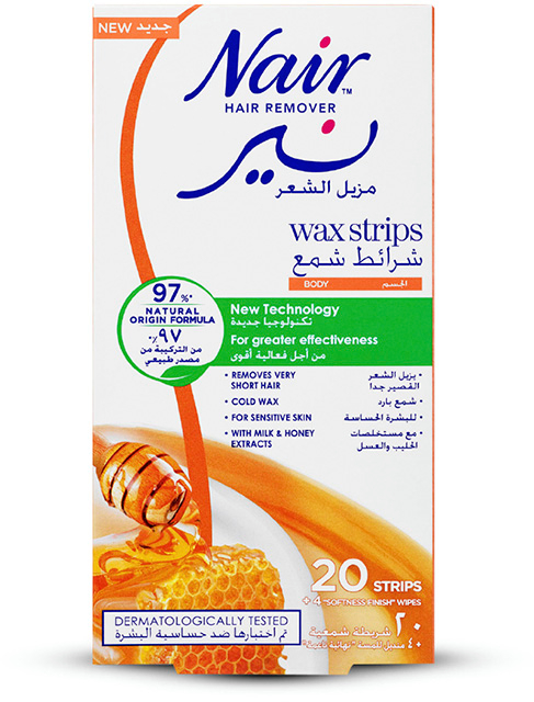 نير شرائح شمعية لإزالة الشعر بالحليب والعسل 20 قطعة