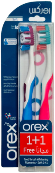 اوركس فرشاة أسنان لولبية ناعمة 1+1 احمر+ازرق