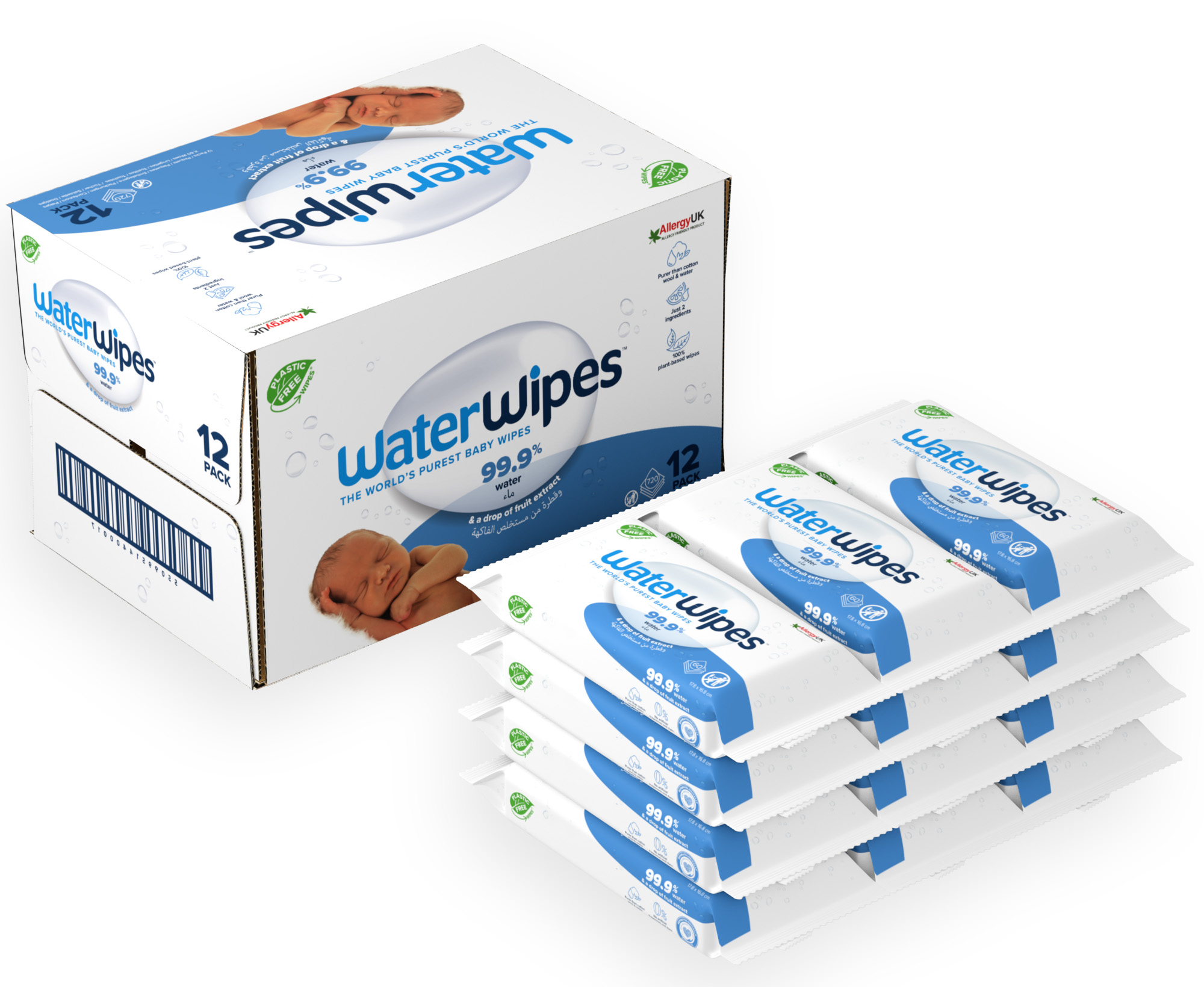 Waterwipes Original Wipes, Plastic Free, 720 Wipes