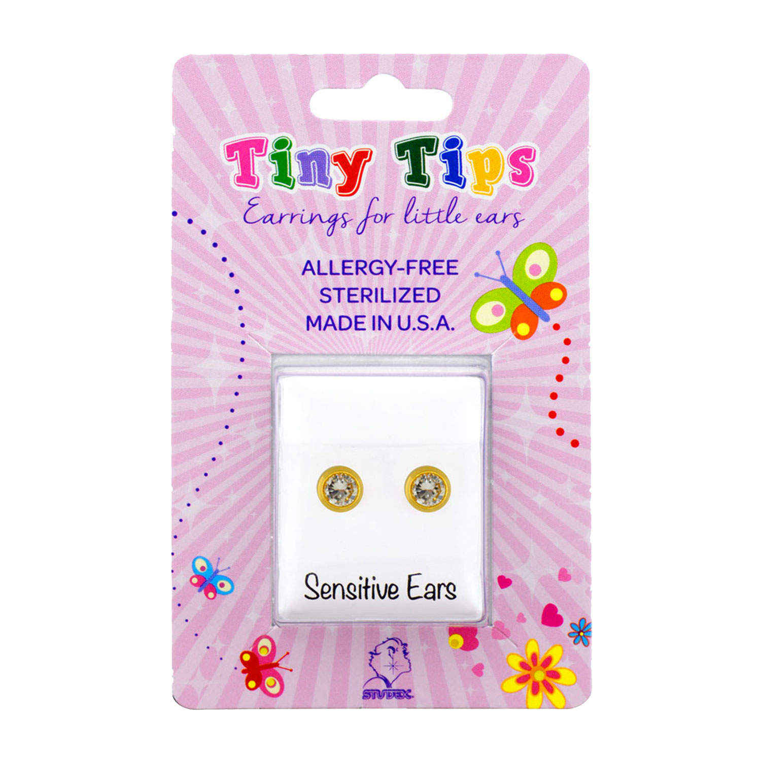 Studex Gold Plated 3mm Cubic Zirconia Bezel