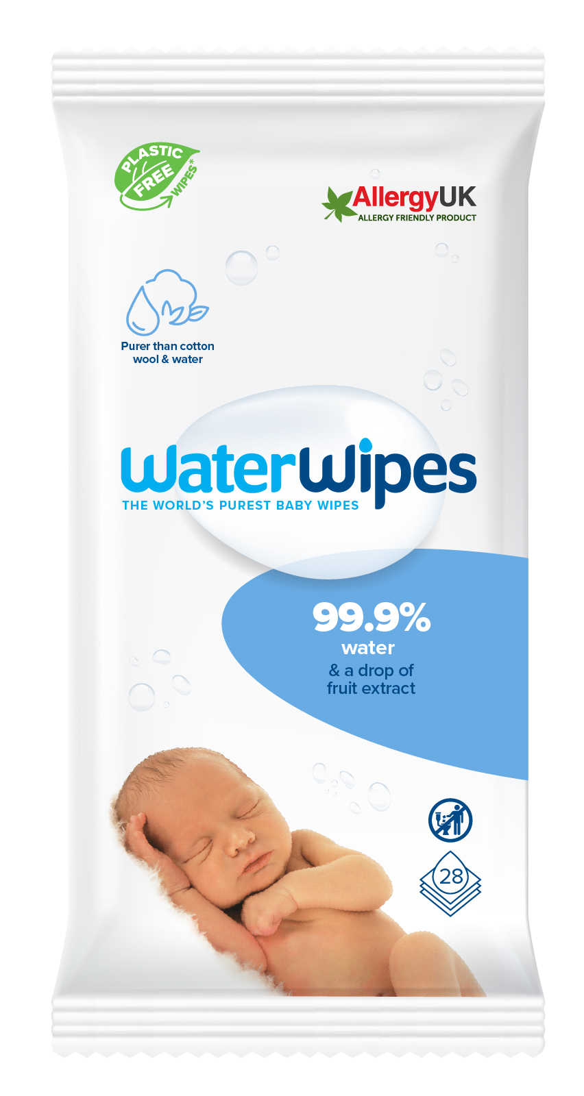 Waterwipes Original Wipes, Plastic Free, 28 Wipes