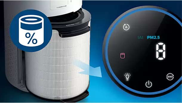 Follow the Smart filter status indicator on your device